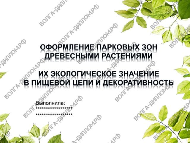 Оформление парковых зон древесными растениями. Их экологическое значение в пищевой цепи и декоративность Оформление парковых зон древесными растениями. Их экологическое значение в пищевой цепи и декоративность
